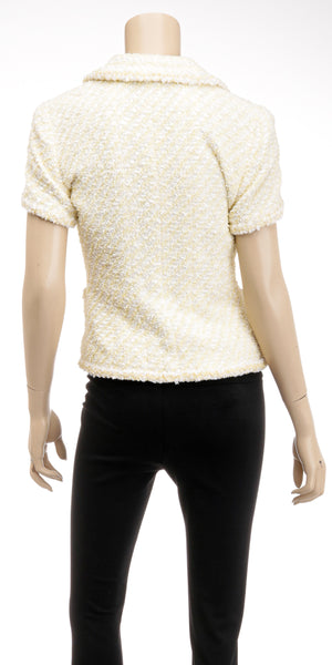 Chanel Boutique Yellow and White Boucle Short Sleeve Jacket Size 40 – On  Que Style