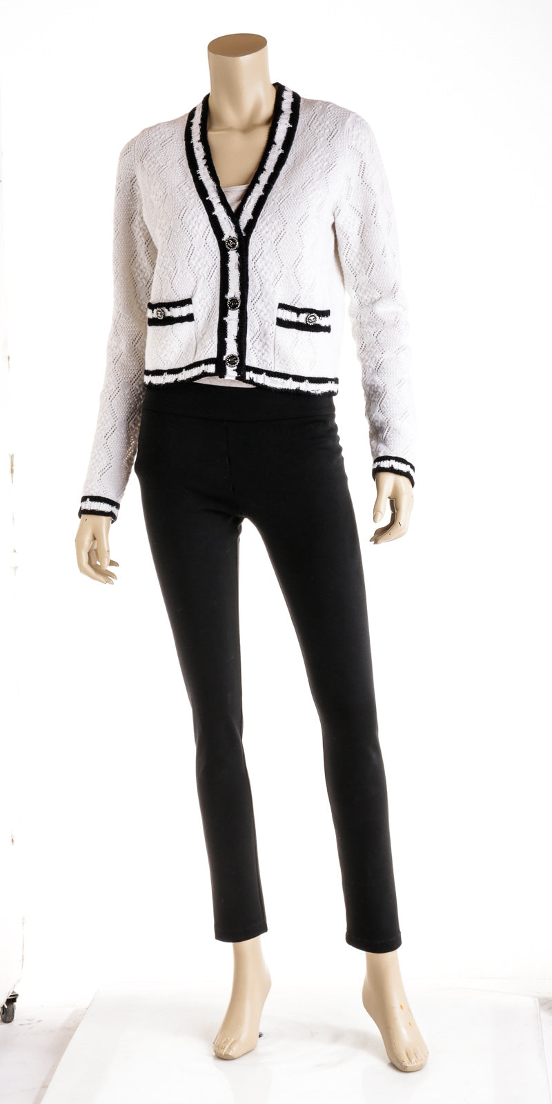 Chanel cardigan black and white Clearance