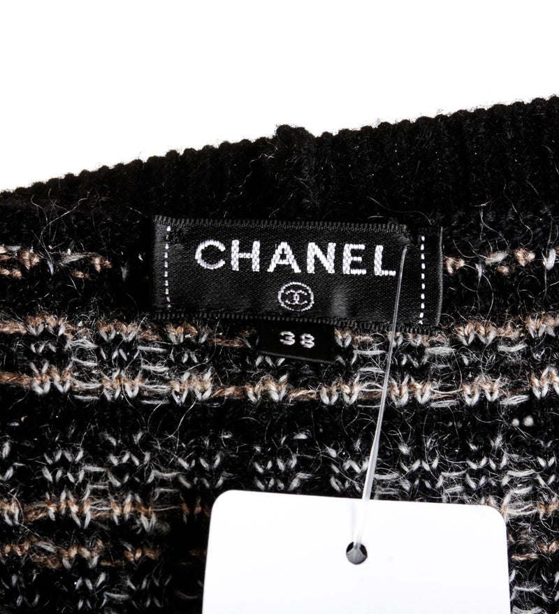 Chanel Black Multicolor Button Down Cashmere Cardigan Size 38