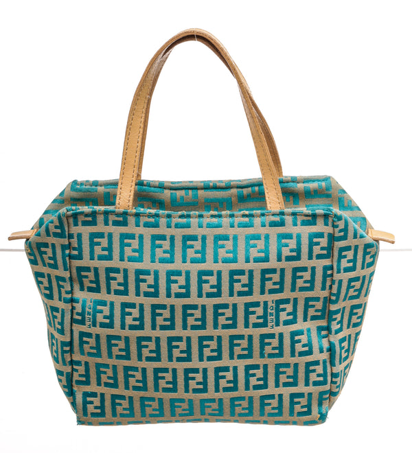 Fendi Green Zucchino Canvas Tote Mini Handbag
