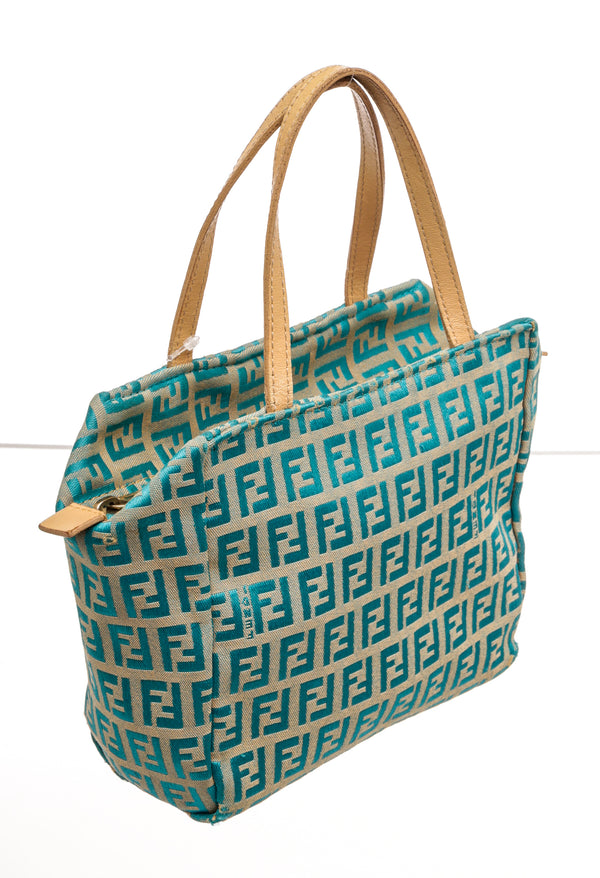 Fendi Green Zucchino Canvas Tote Mini Handbag