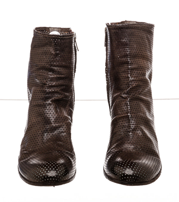 Officine Creative Brown Perforated Leather Boots Size 38.5