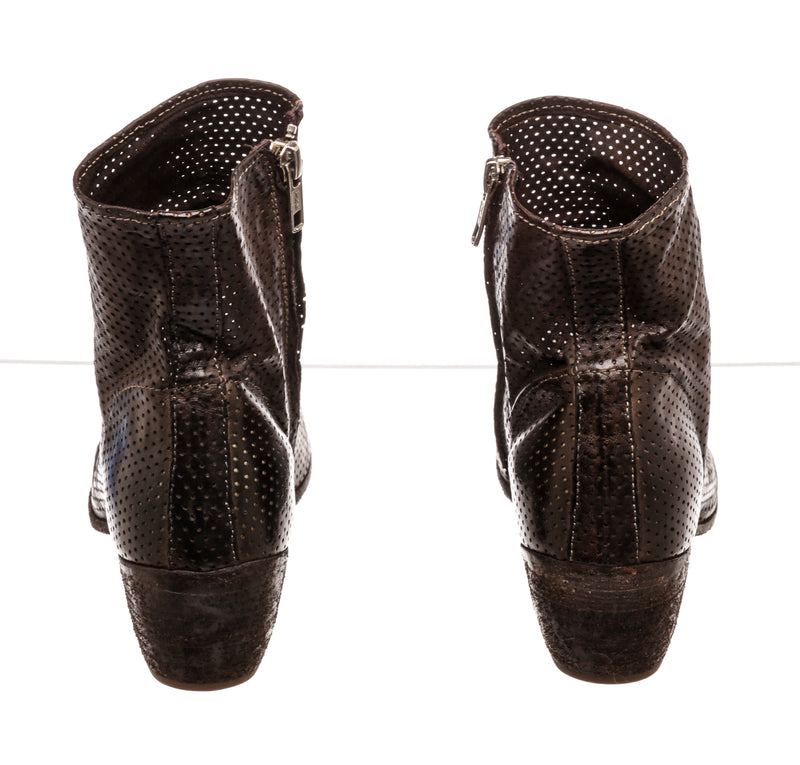 Officine Creative Brown Perforated Leather Boots Size 38.5