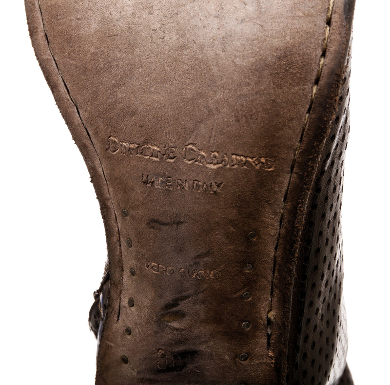 Officine Creative Brown Perforated Leather Boots Size 38.5
