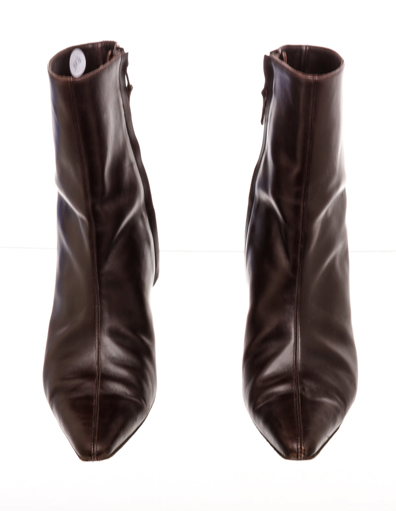 Manolo Blahnik Brown Leather Boots Size 38.5